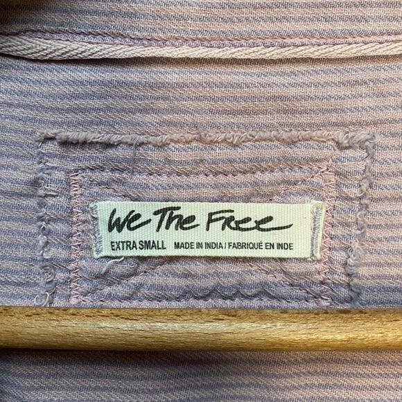 Free People Edge Washed Pure Cotton Flowing Half Button Blouse - Picture 10 of 13